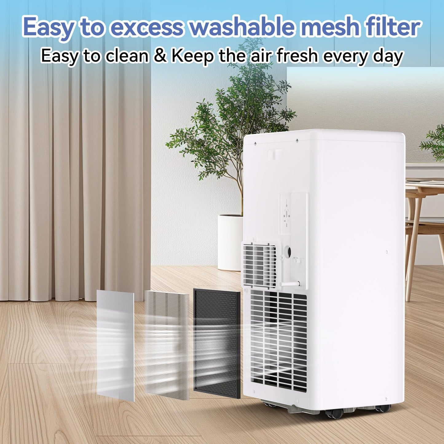 GarveeLife Portable Air Conditioner,10,000 BTU for Rooms up to 450 Sq.Ft., 4-IN-1 Smart Compact AC Unit with Cooling, 24 Hour Timer, Dehumidifier, Fan, Remote Control and Window Kit, White