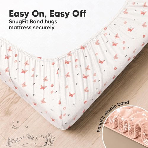 KeaBabies Fitted Crib Sheets - Soft Bamboo Viscose Cotton, 52x28, Gender Neutral, Durable (Butterflies)