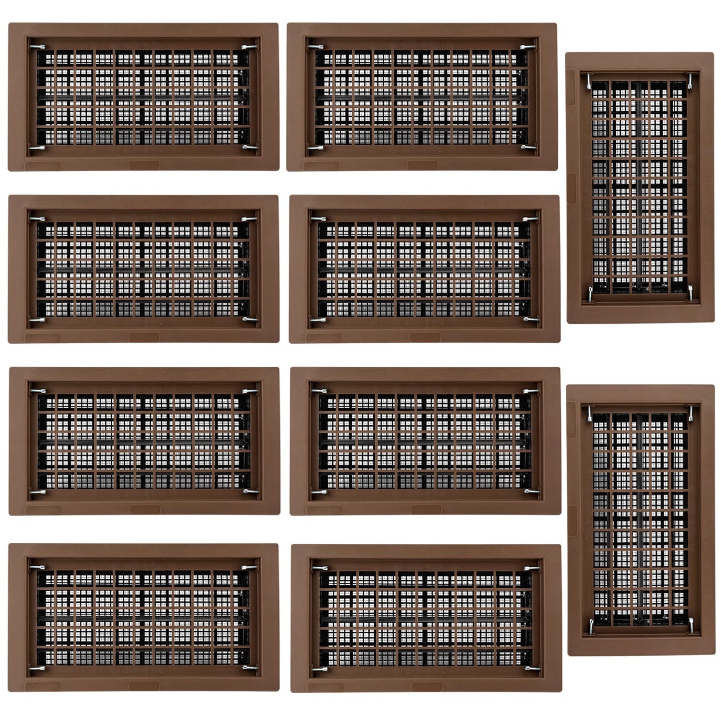 10 Pack 8" x 16" Automatic Foundation Vent for Ventilating Crawl Space Replacement Auto Air Vent, Brown