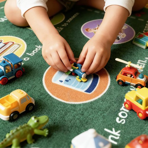 GRAMBET Classroom Rug Elementary 5x7ft for Playroom, Educational Smiley Face Kids Play Mat, Calming Corner Sensory Emotion Feelings Rug for Kids Room Nursery Bedroom, Non-Slip Washable(Green)