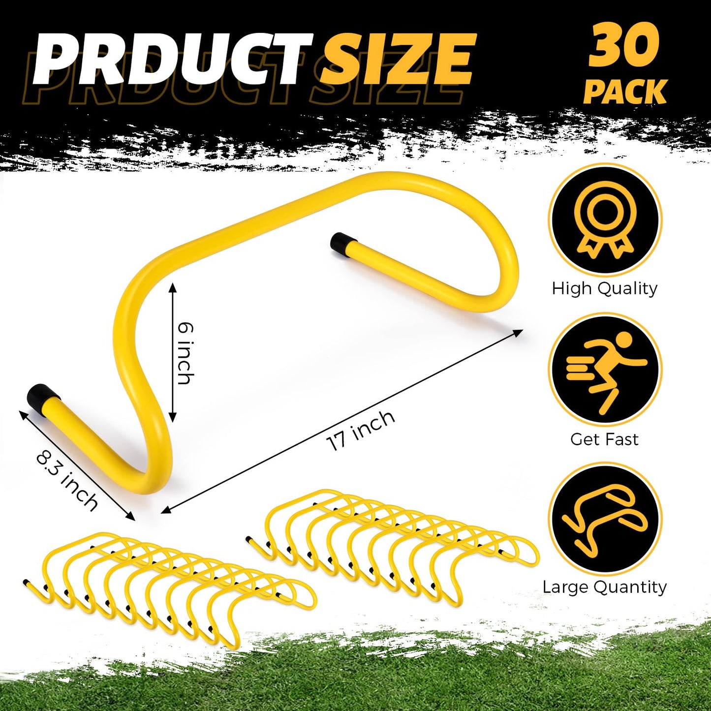Wettarn 30 Pcs 6" Speed Agility Training Hurdles Plyometric Practice Agility Hurdle for Kids, Athletes, Basketball, Baseball, Soccer, Football Indoor Outdoor Sports Equipment(Yellow)