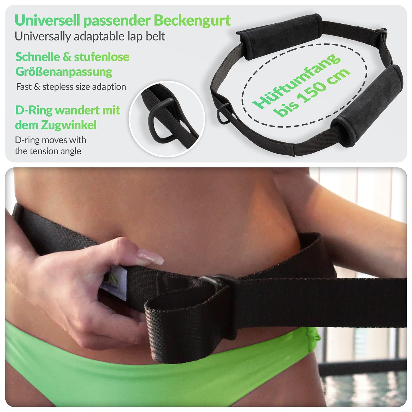 Premium Swim Trainer – for Any Pool, Optimal Swimming Without Counter-Current System, Padded Swim Belt 1–20 kg, Tested, Certified, Made in Germany