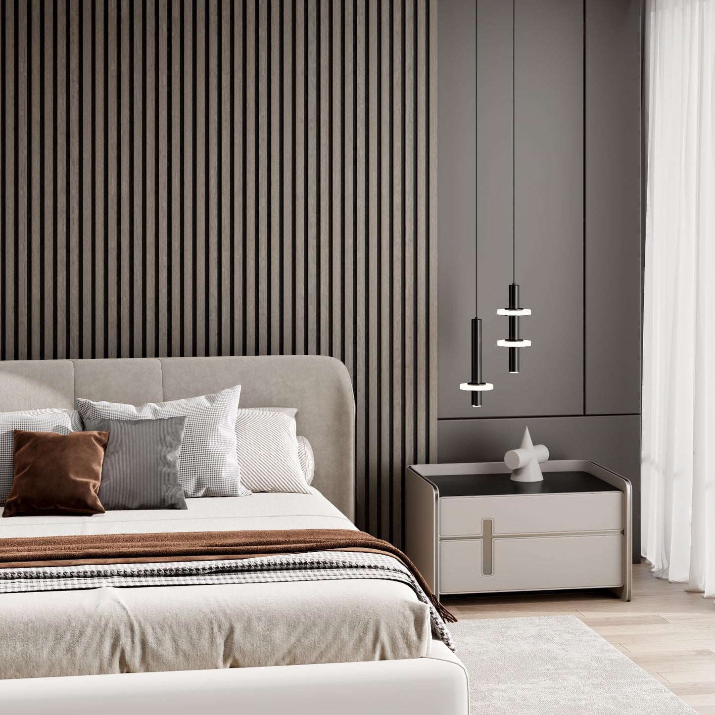 Wood Wall Panels 24" x 12" Acoustic Wood Slat Wall Panel, 20-Pack(40ft²) Soundproof Wood Slat Panel for Noise Cancelling and Interior Wall Decoration, Living Room, Bedroom, Office, Grey