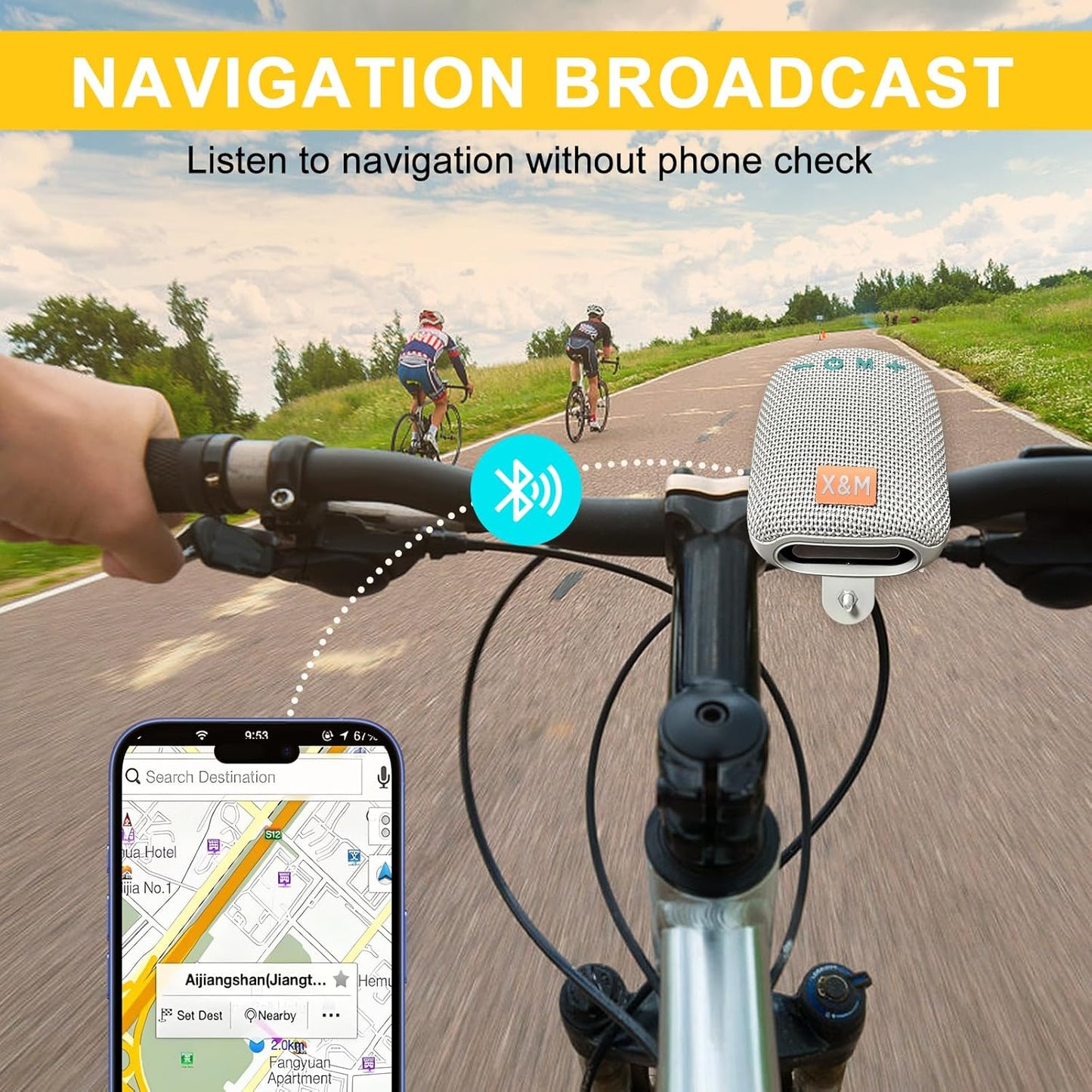 Xbnmex IPX5 Portable Bluetooth for Bike, Waterproof Wireless Traveling Bicycle Speakers, Integrated Design Bicycle