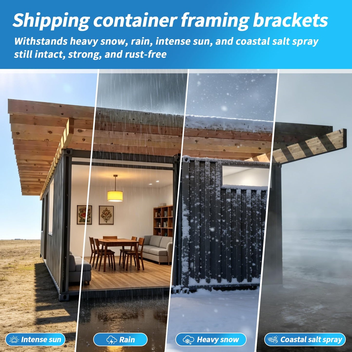 𝟐𝟐𝐏𝐂𝐒 Wood Truss Brackets for Shipping Containers, Heavy Duty 20ft Container Exterior Truss Brackets, Fits 2x4/2x6 Lumber, for Container Home, Office, Outdoor Bar
