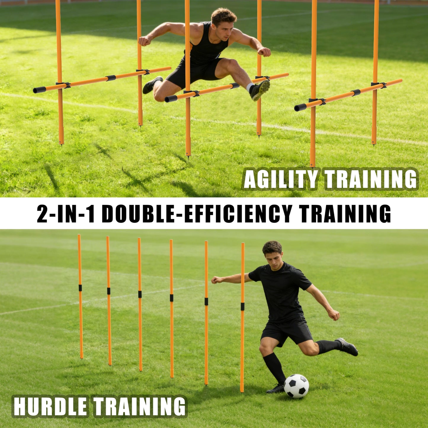 Hikeen Agility Poles, 6 Pack 6ft Soccer Training Poles, Practice Equipment Accessories for Football, Adjustable Detachable Sports Speed Training Sticks for Adults Youth