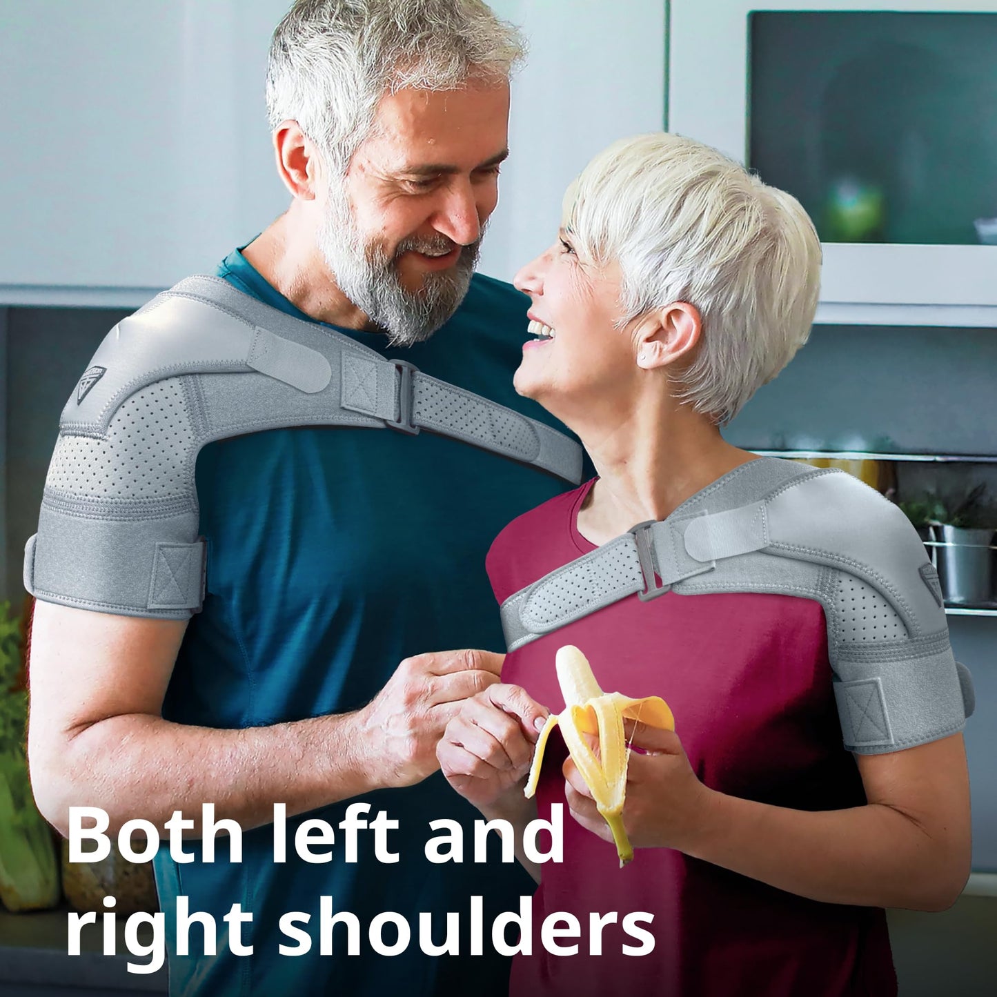 FIGHTECH Rotator Cuff Shoulder Brace for Women and Men - 2 Sizes - Shoulder Support - Pain Relief - Gray - Small (Chest 29-35" Bicep 9-12")