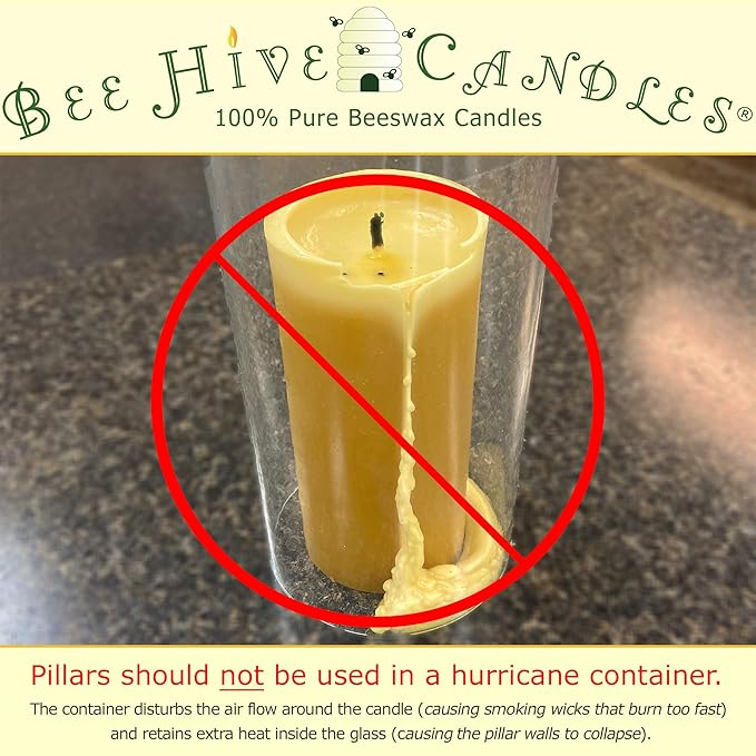 100% Pure Beeswax Pillar Candle (3" x 6") | Natural Beeswax Candles | Soy, Paraffin & Fragrance Free | Handmade in The USA