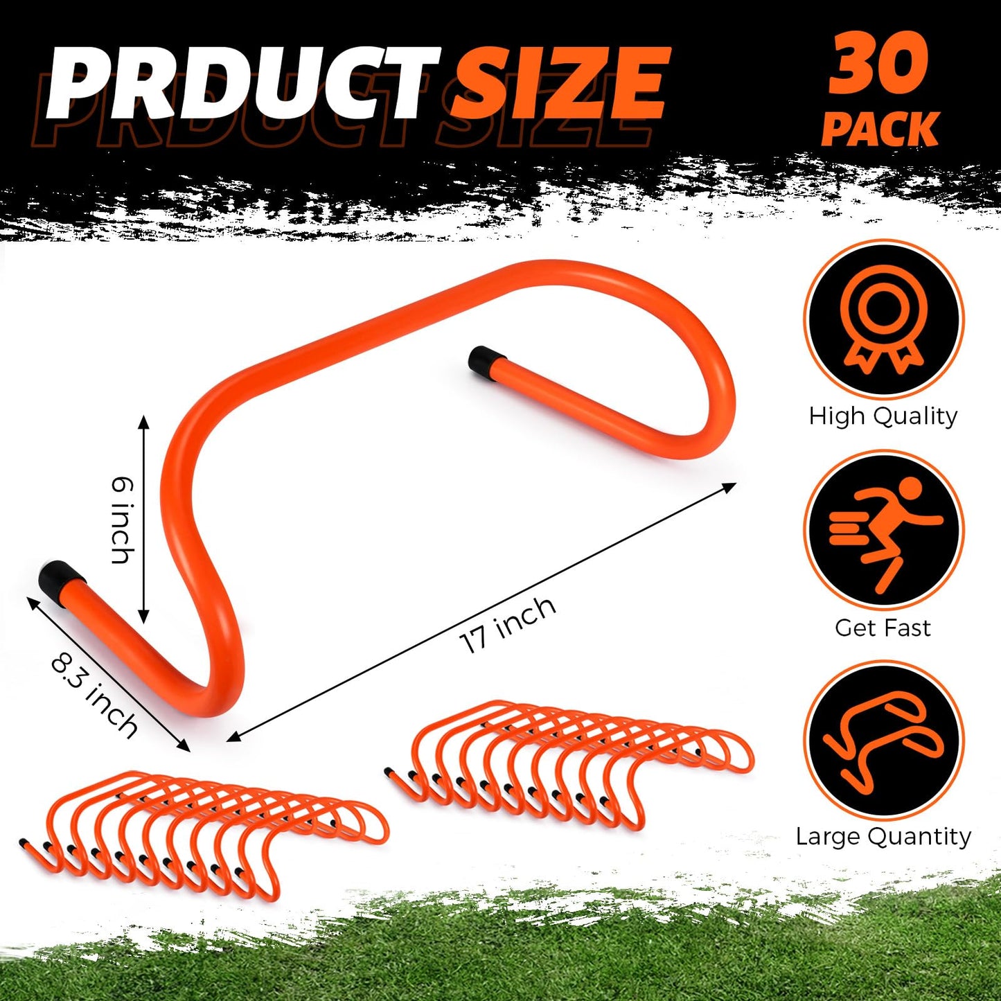 Wettarn 30 Pcs 6" Speed Agility Training Hurdles Plyometric Practice Agility Hurdle for Adults, Athletes, Basketball, Baseball, Soccer, Football Indoor Outdoor Sports Equipment(Orange)