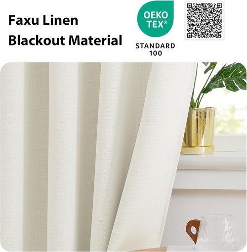 NICETOWN Blackout Thermal Insulating Curtain Valances - 30 Inch Length, 2 Panels for Kitchen & Bathroom (Natural)