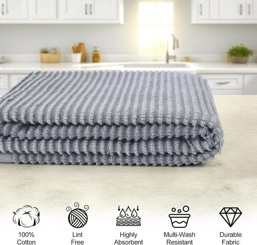 Homaxy Premium Kitchen Towels - Ultra Absorbent 100% Cotton Hand Towels Set | 6 Pack, 18"x28", Grey