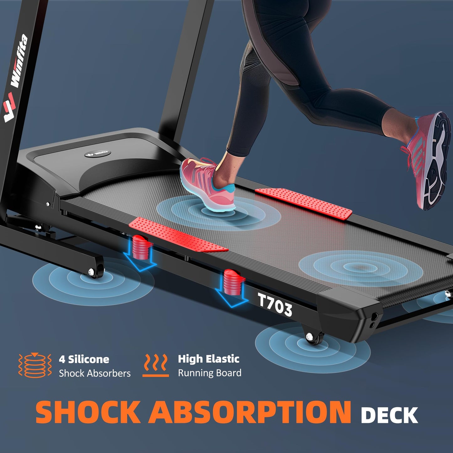 Winfita 4.0 HP Folding Treadmill with 15% Auto Incline (8.5°), 10 MPH Speed, 300 lb Capacity, 50" x 18" Belt, App Connectivity, Pause Function, 64 Preset Programs, BMI Detector for Home Use