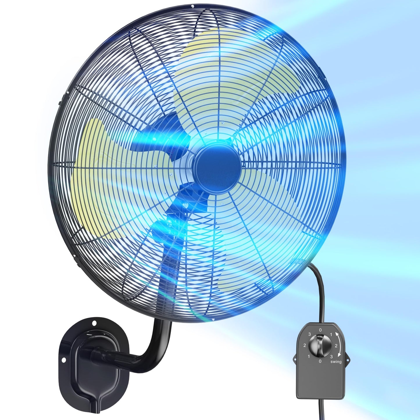 20" Heavy Duty Wall Mount Fan, 3 Speeds, 7200 CFM High Velocity Industrial Fan, Indoor Oscillating Wall Fan, Metal Outdoor Fan for Commercial Use, Shop,Gym,Patio,Garage, Warehouse