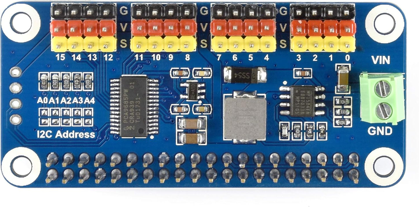 waveshare 3B+ 3B 2B 16 12 I2C Servo Driver Hat for Raspberry Pi Zero WH Zero W Zero Channel PWM Outputs Bit Resolution