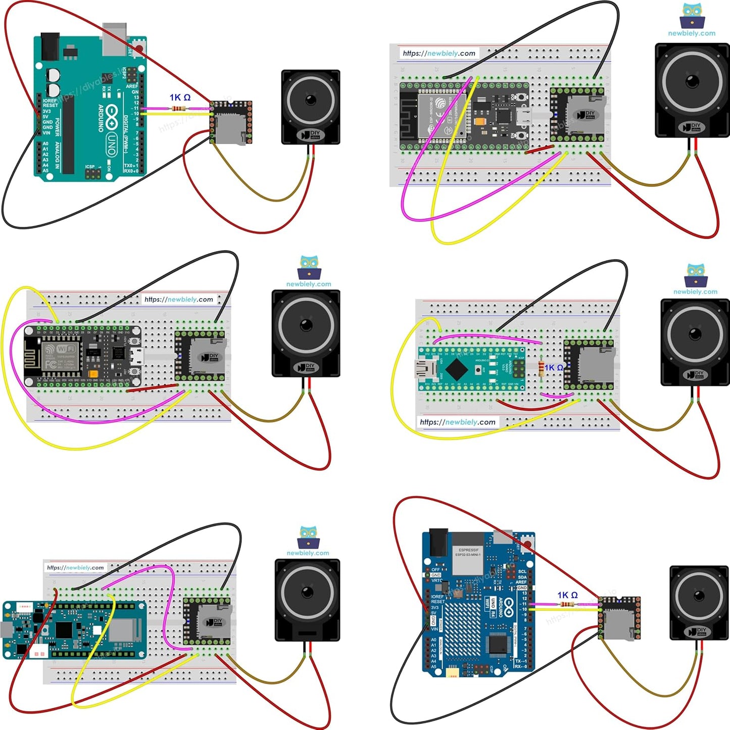 DIYables MP3 ESP32, ESP8266, 2-Pack Mini Player Module for Arduino, Raspberry Pi - Compact Audio Playback for DIY