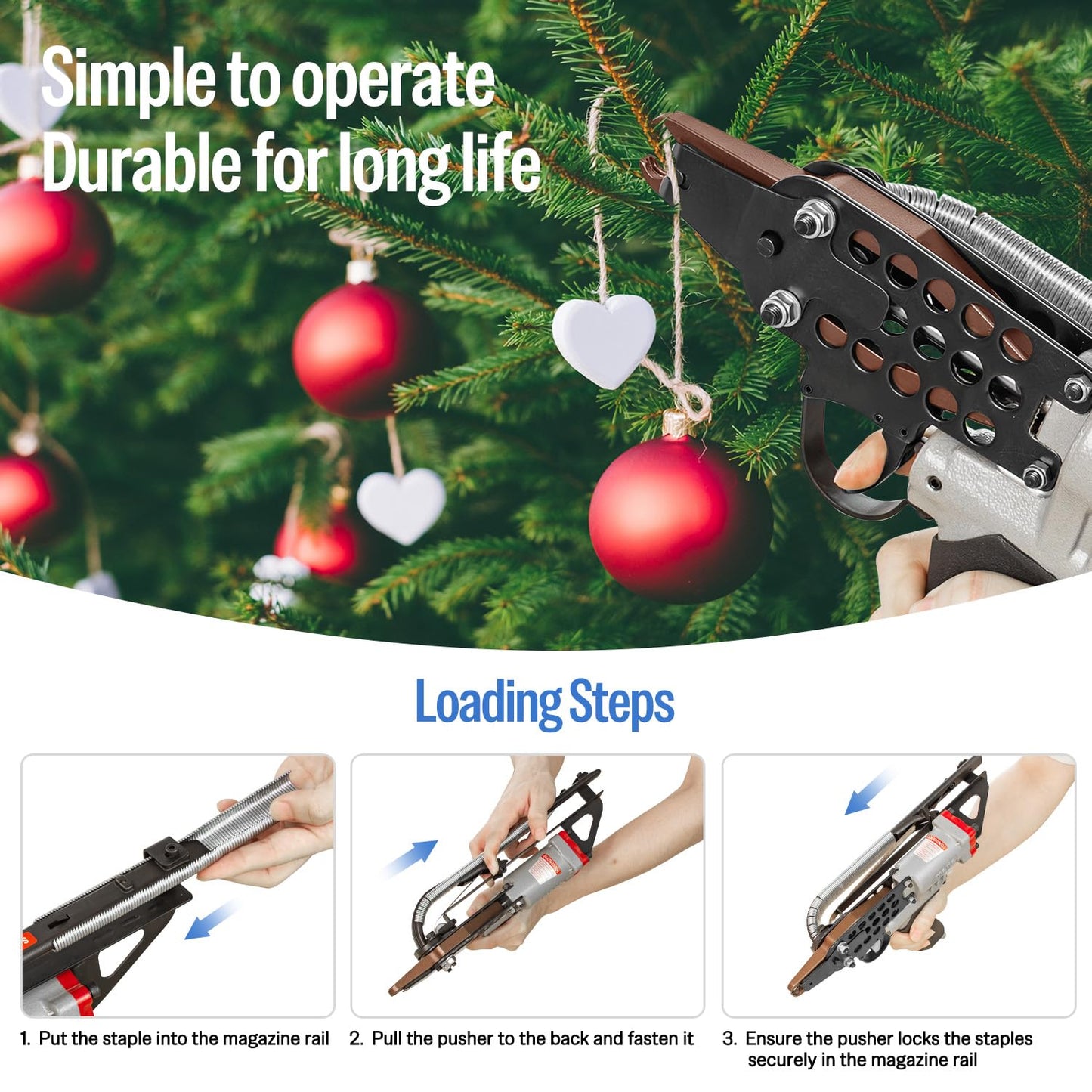 meite SC7E-I2 Pneumatic Hog Ring Gun with 2000 PCS 15GA Hog Rings, 15 Gauge 3/4" Crown Extended Nose Hog Ring Pliers, 8.8 mm Closure, Upgrade Trigger Air C Ringer for Mattress Assembly