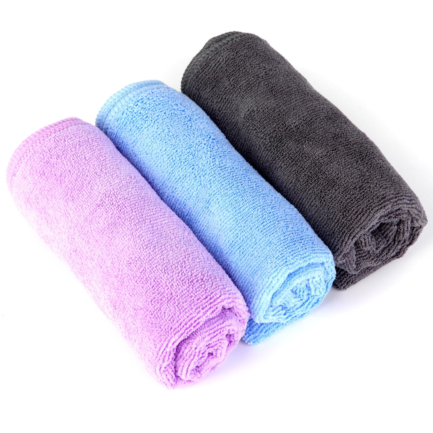 Wmiyafff Microfiber Gym Towel Set for Sports Fitness, Yoga, Workout, Soft and Quick-Drying Gym Towels for Women Men (3 Pack, Grey+Blue+Purple)