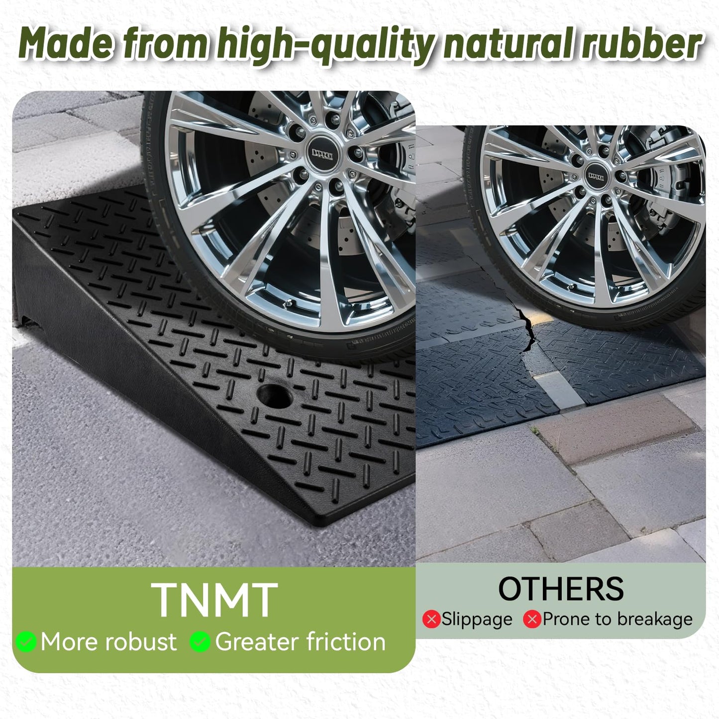 2 Pack Rubber Curb Ramps Driveway ramp, 7" H,19.7" L,31.5" W, Heavy Loading (7714LB)/3.5Ton Capacity, shed, Threshold, Motorcycle, Loading, Bikes, Wheelchairs Ramps