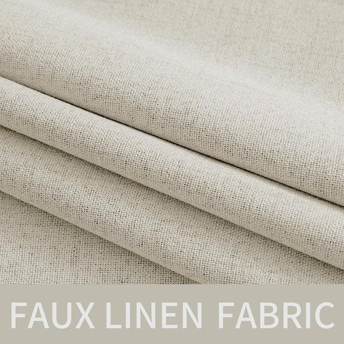 MIULEE Linen Texture Curtains - 100% Blackout Thermal Insulated Draperies | Light Cream, 52x96 Inch (2 Panels)