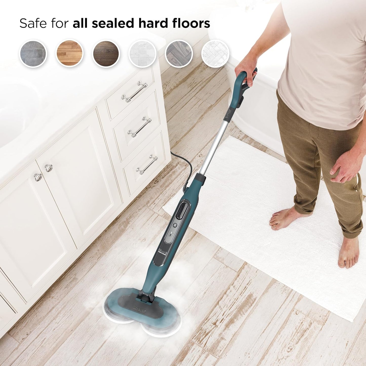Shark Steam & Scrub Hard Floor Steam Mop - All-in-One Cleaning with 2 Steam Modes & XL Water Tank | Teal S8002BRN