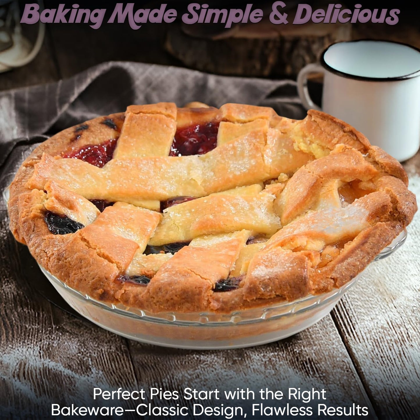 Home-X Set of 2 Glass Pie Plates - 7” Baking Dishes with Handles - Durable, Compact, Oven & Freezer Safe Kitchen Accessories - Glass Pie Dishes for Baking Quiches, Tarts, Desserts & Salads