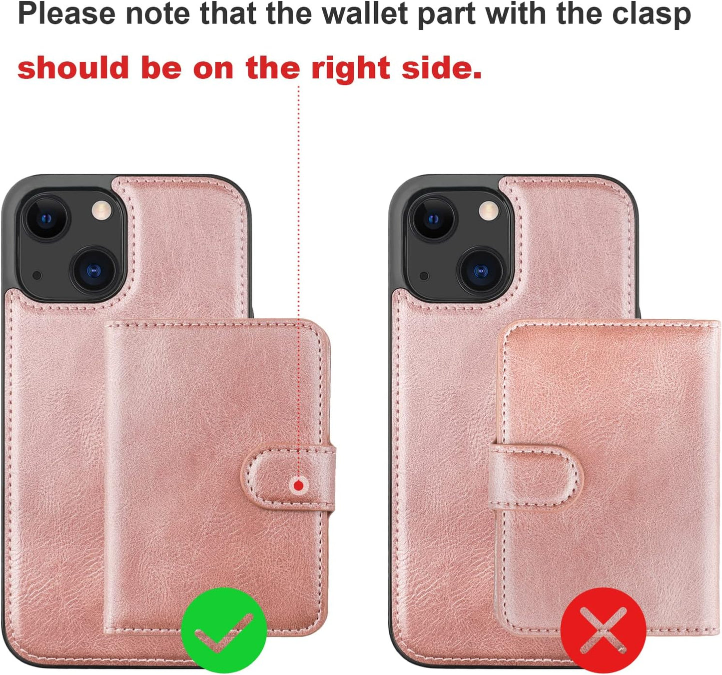 Bocasal 13 6.1 Inch Wallet Case for iPhone Compatible with MagSafe Magnetic RFID Blocking Detachable Premium PU Leather