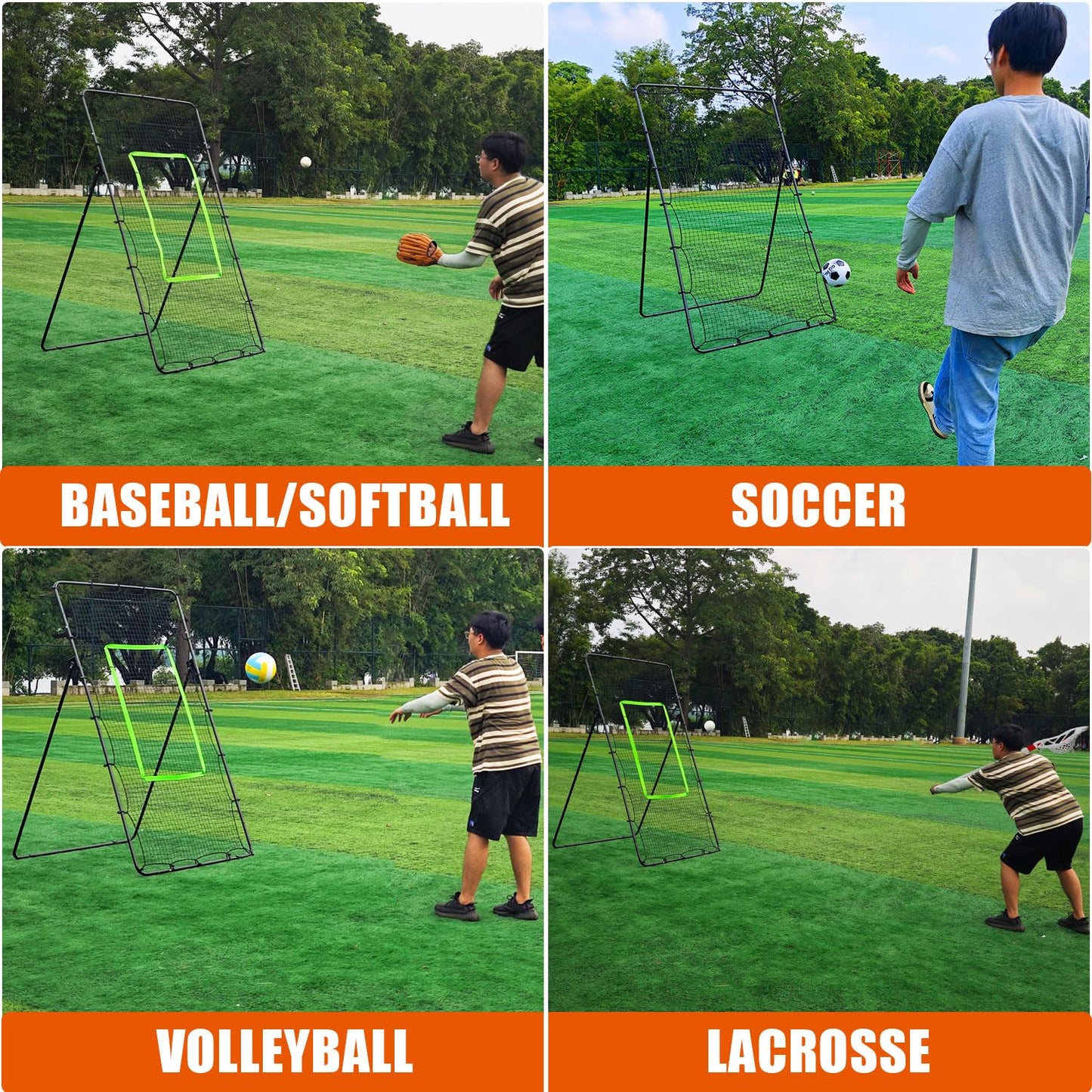 Adjustable Volleyball Rebounder Net 4x7ft, Bounce Back Practice Equipment for Practicing Volleying, Bumping, Spiking-with Volleyball&Bag
