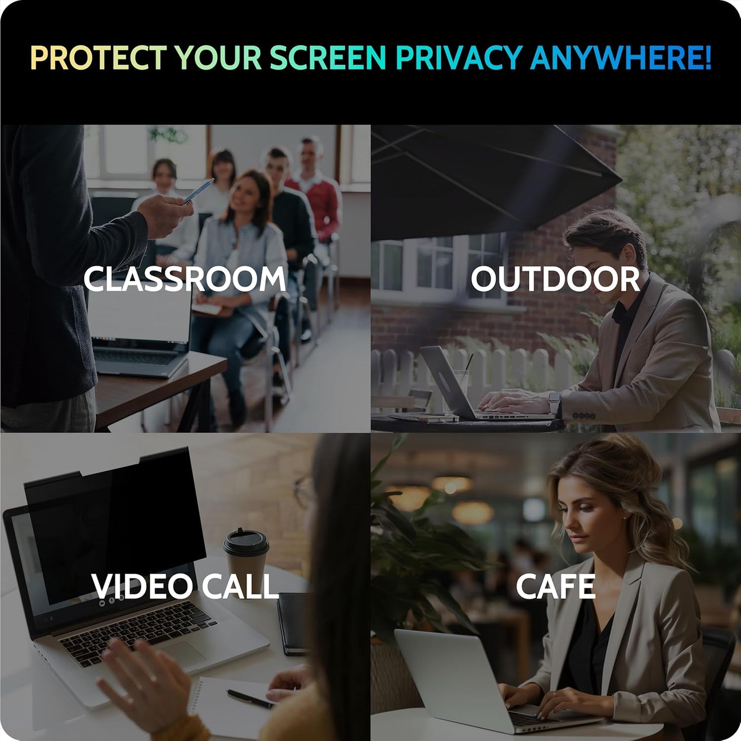 14 inch 16:9 14" Peslv Magnetic Laptop Privacy Screen for Computer Monitor, Removable Anti Glare Protector Blue Light