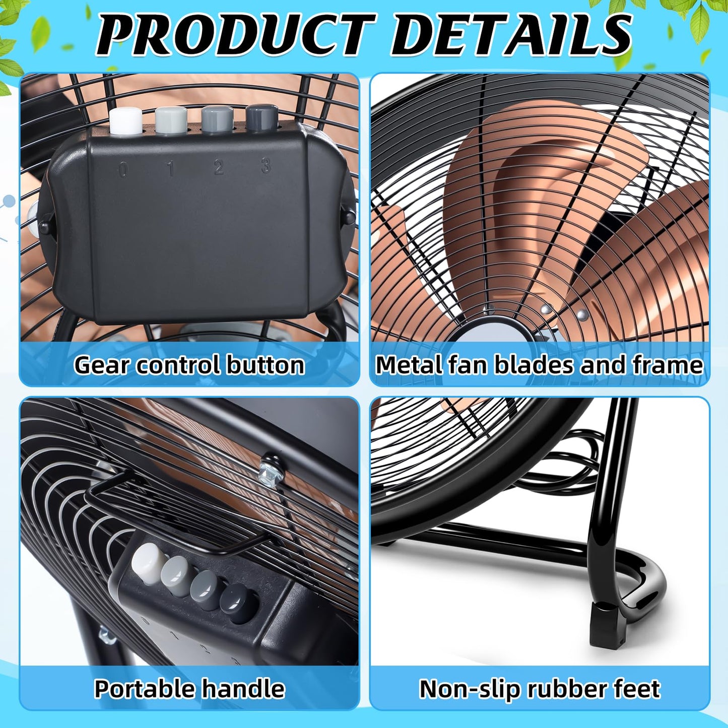 Woanger 20" High Velocity Industrial Floor Fan, 5703 CFM Heavy Duty Drum Fan with 6 Metal Blades, 3-Speed, 360 Degree Rotation, High Airflow Mover for Warehouse, Garage, Factory, Barn & Gym