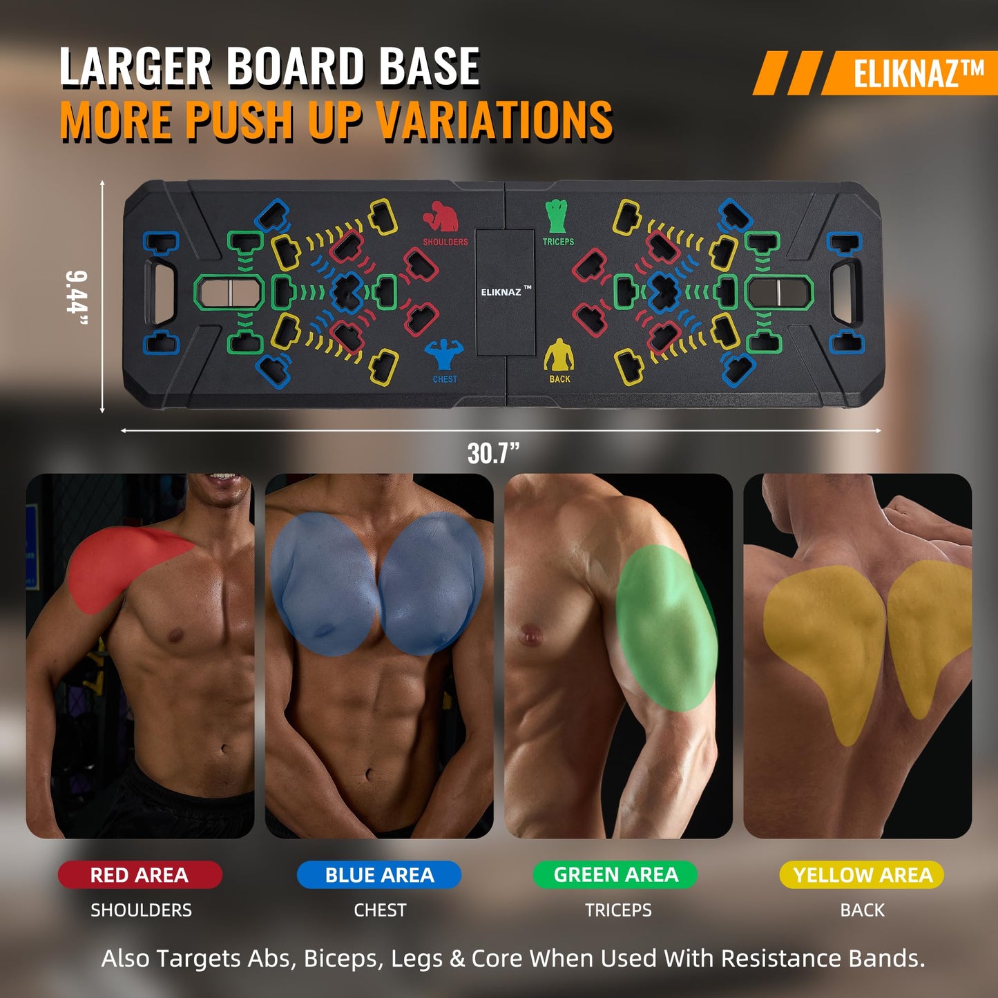 Eliknaz Portable Push Up Board Gym Kit 25-in-1, Foldable Push Up Station & Exercise Board Workout Set with 18 Accessories, Resistance Bands & Handles, Ankle Straps for Men, Women & Teens