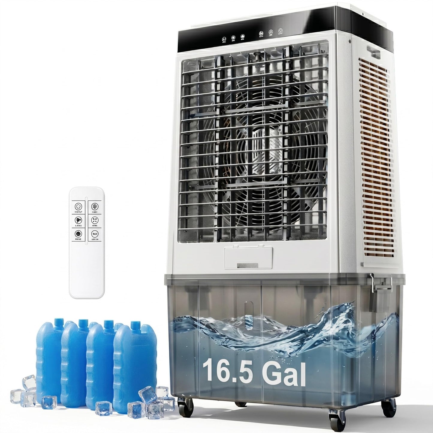 Uthfy 45" Portable Evaporative Air Cooler, 5100 CFM Swamp Cooler Air Conditioner with 16.5 Gal Detachable Water Tank, Remote, 12H Timer, 120 Oscillation, Outdoor Cooling Fan for Garage, Patio