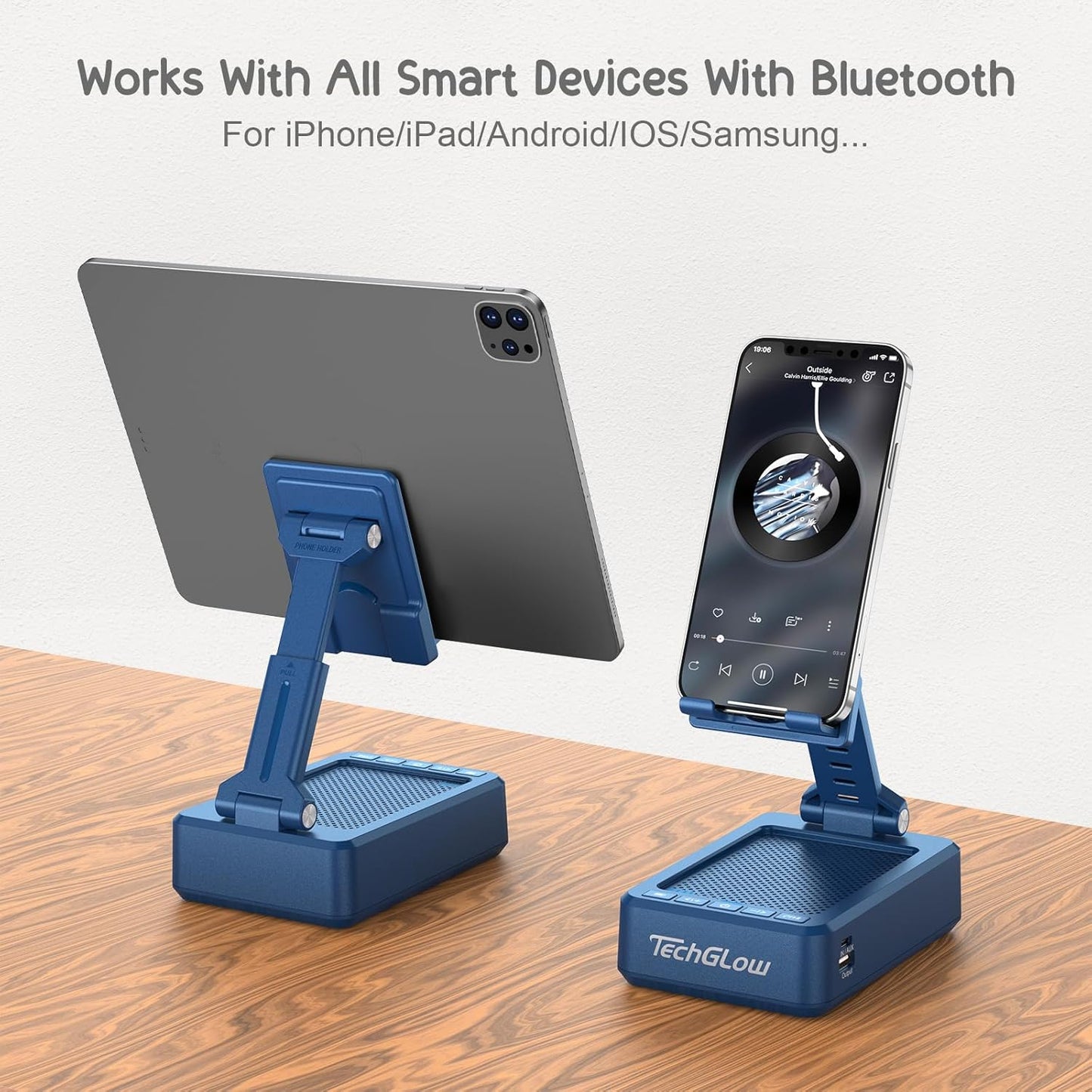 TechGlow Gifts for Men Women Foldable Cellphone Stand with Bluetooth Speaker and Charging Funtion Birthday Gift Idea