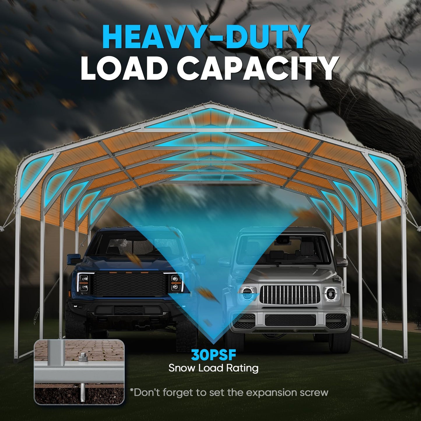 Quictent 20x20 ft Metal Roof 2 Car Carport Kits Hard Top Garage Heavy Duty Steel Car Canopy, White