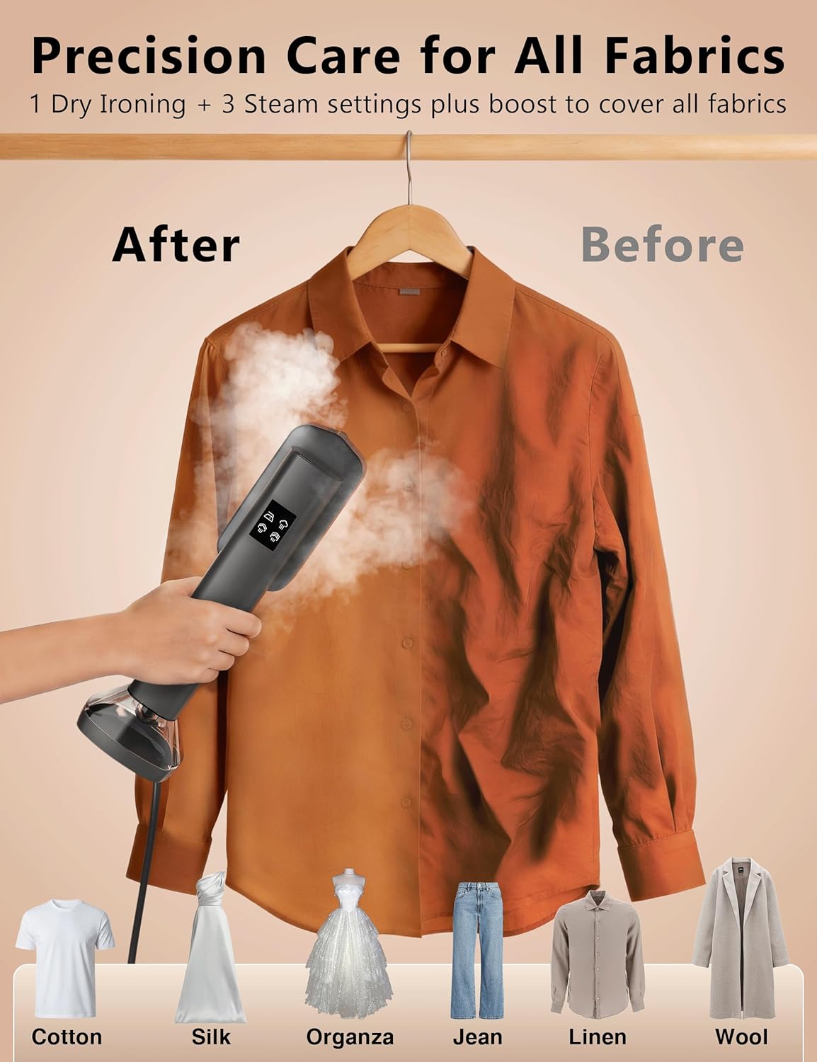 Skiennix Portable Handheld Garment Steamer - 200ml Capacity, 1000W Fast Heat-Up, Leak-Proof Design | Black & Gold