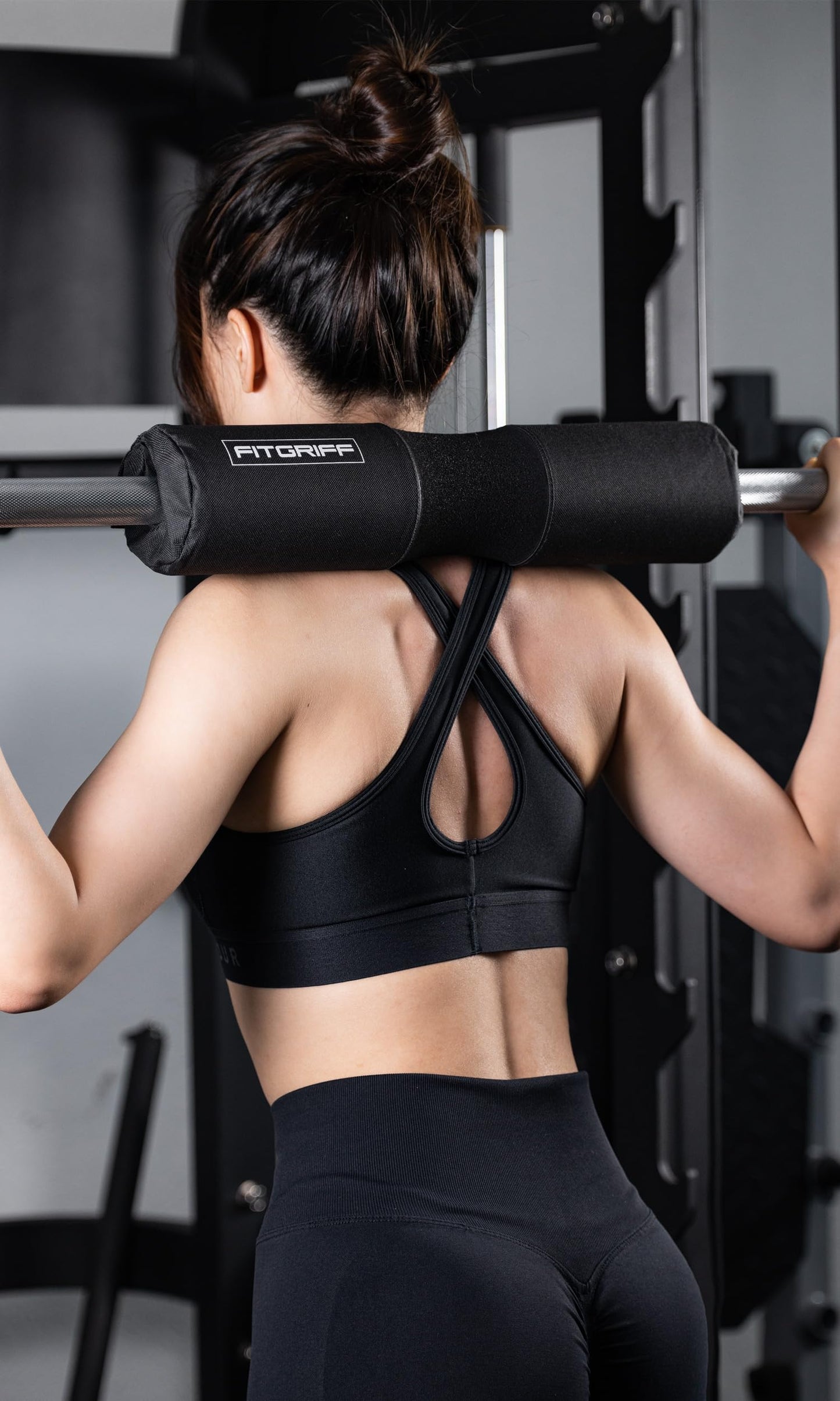 Fitgriff® Barbell Hip Thrust Pad for Squats, Lunges & Glute Bridges – Weightlifting Cushion for Neck & Shoulder Protection – Fits Olympic & Standard Bars (Black)