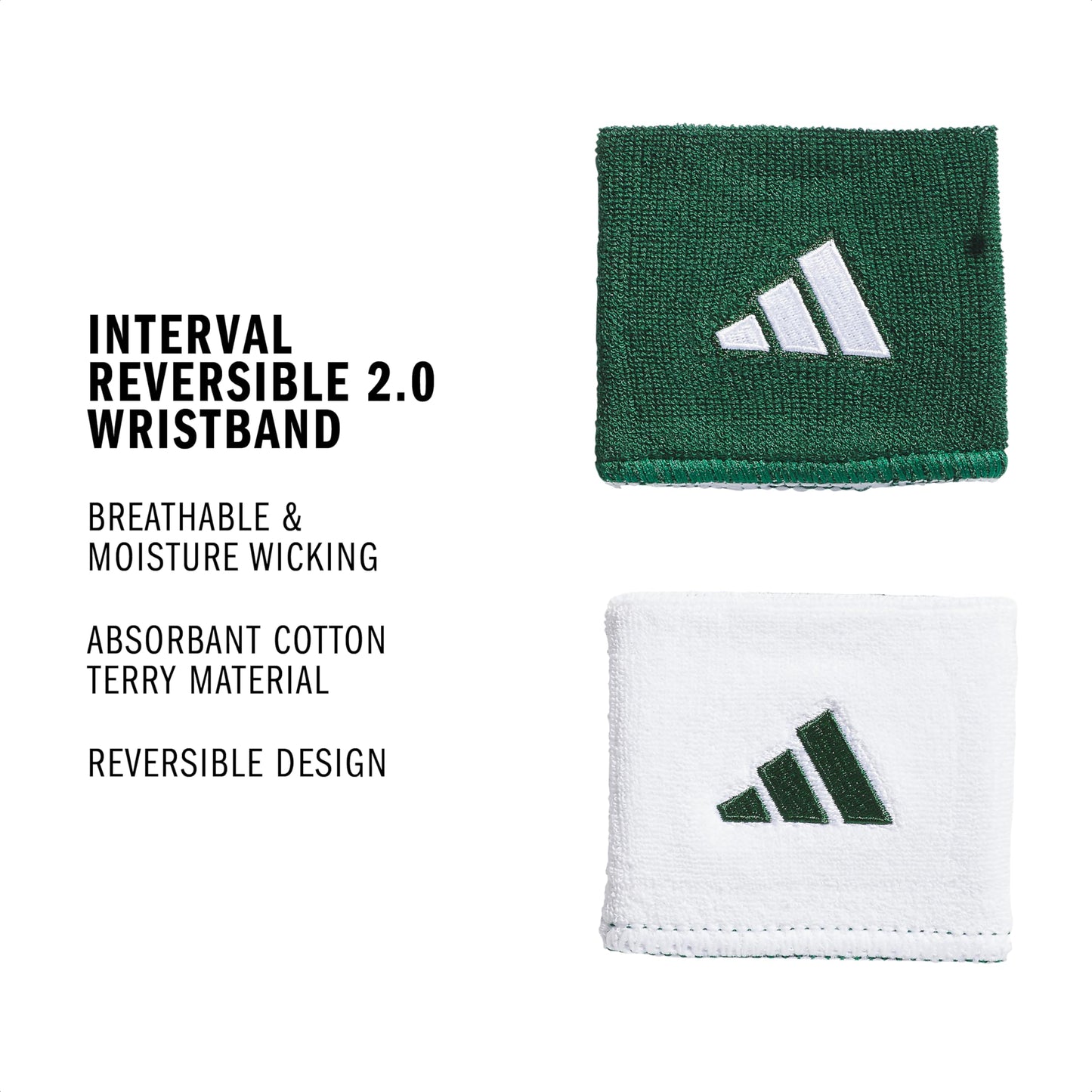 adidas Unisex Interval Reversible Wristband – Athletic Sweatband