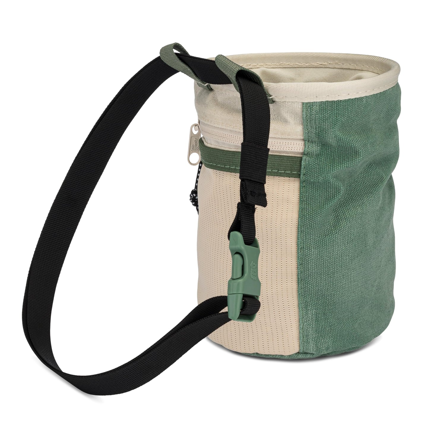 Oso Supply Co - Cascadia Waxed Canvas Chalk Bag - Zipper Pocket & Mesh Pouch for Bouldering, Rock Climbing, Gym, Weightlifting – Water-Resistant, Adjustable Belt, Wide Opening (Sage)