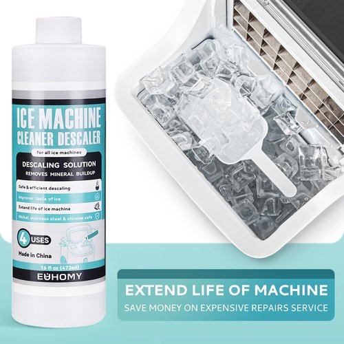 EUHOMY Ice Machine Cleaner Descaler, 32 Fl OZ Ice Maker Cleaner (8 Uses), Ideal Universal Descaling Solution for All Brands Ice Maker, Single Use Coffee and Espresso Machines (2 Bottles)