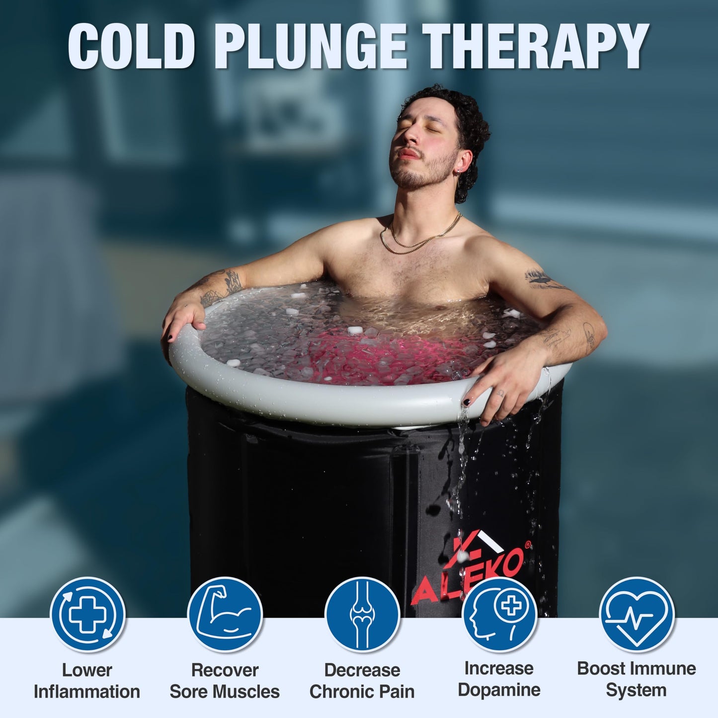 Ice Bath Tub | Cold-Plunge Therapy | Cold Plunge Tub | Up-Right Ice Bath | 118 Gallon Water Capacity | Steps & Cover Included | 37.5" x 33.25"