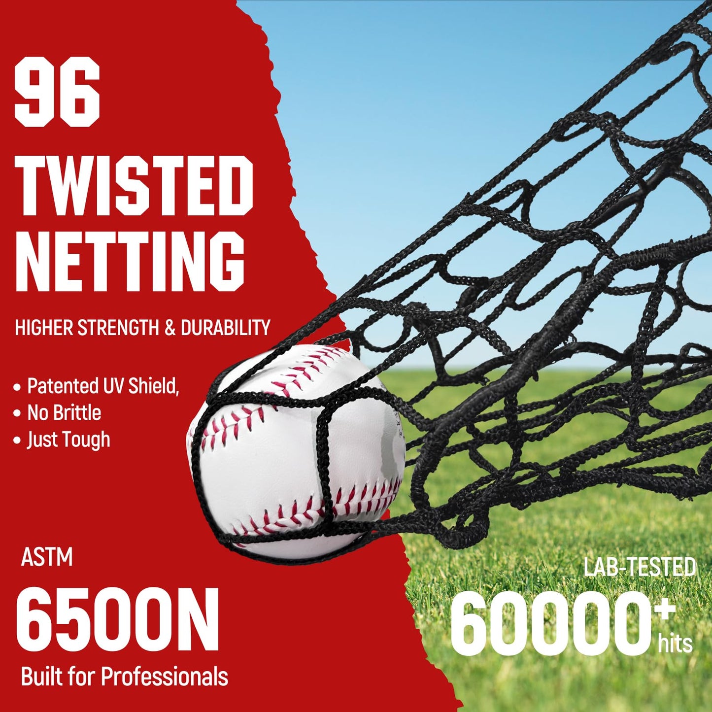 Upgrade 9 Hole Baseball Pitching Net with Strike Zone, Professional Heavy Duty 9 Pocket Softball Pitching net, Throwing Target Portable for Accuracy Training Practice Net, Adjustable Height