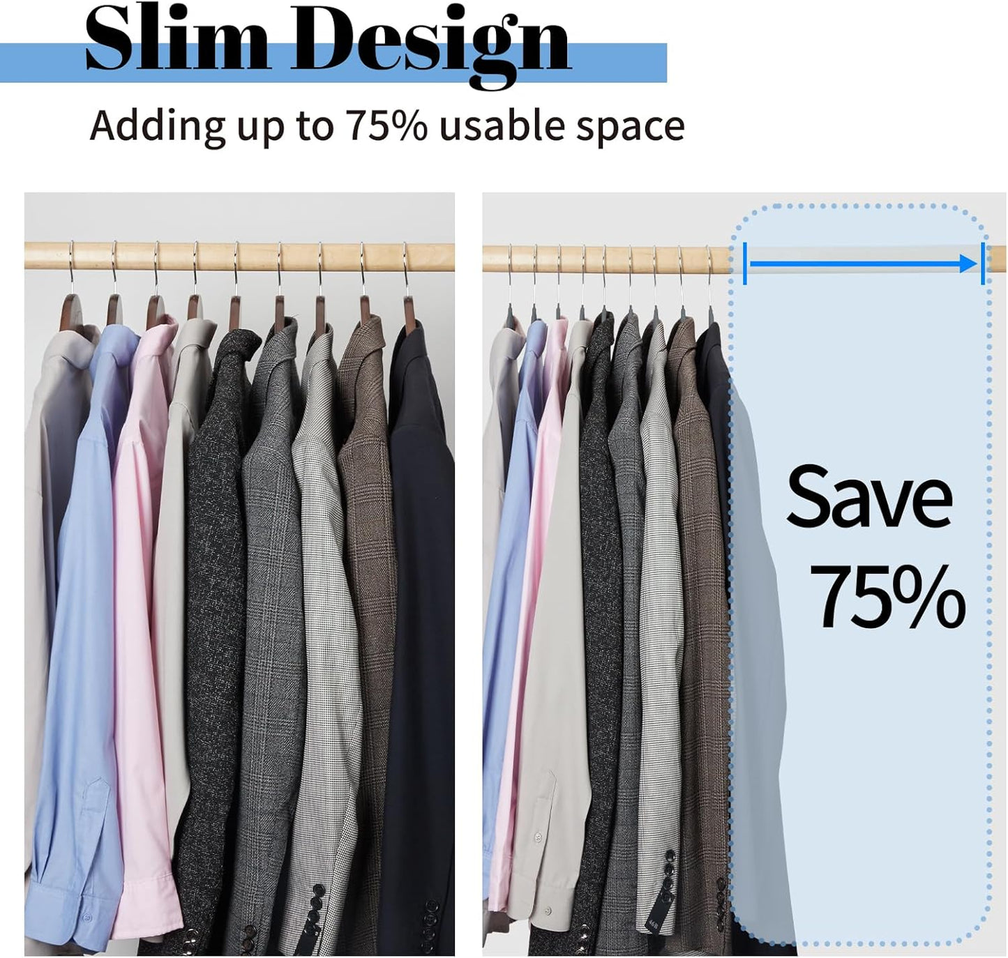 Smartor Velvet Hangers - Space-Saving Non-Slip Clothes Hangers with Tie Bar | 20-Pack in Grey