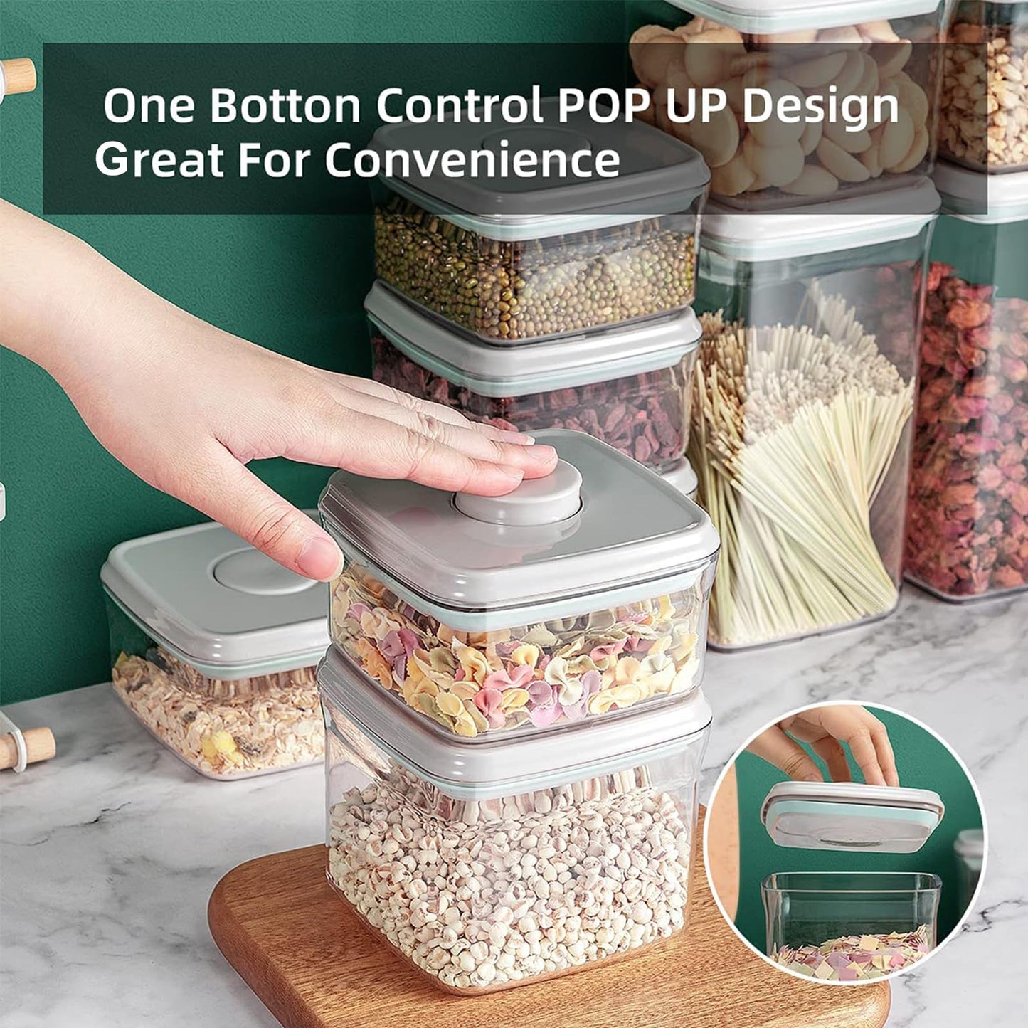 Cozey Daily Airtight Food Storage Container Pop Containers With Lids, Bpa Free for Spaghetti Cereal Flour Rice Kitchen Organizer (rectangle 1250ml / 1.25qt)