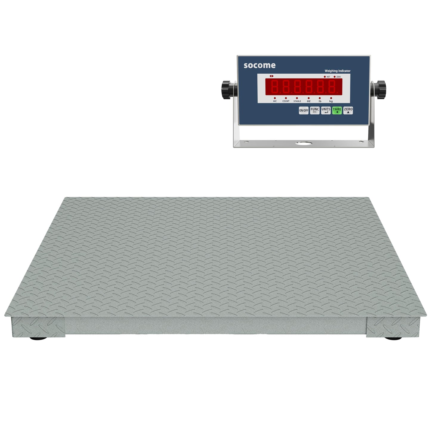 SOCOME 48"x48" Industrial Floor Scale, Heavy Duty Platform Scale with Digital Display Indicator, Carbon Steel Accurate Weighing Scale for Shipping, Warehouse, Industrial, 10000 lb x 1 lb, Grey Green