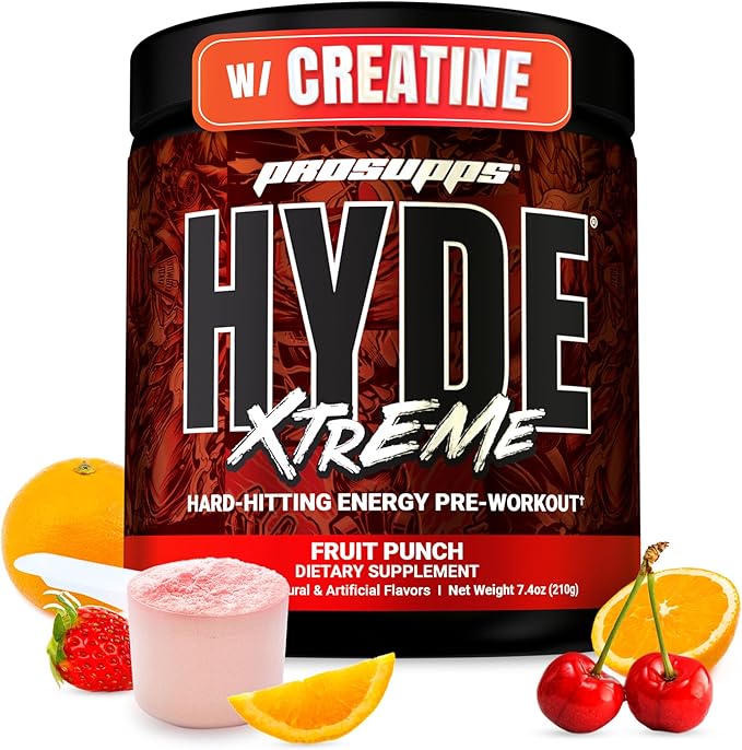 PROSUPPS Mr. Hyde Xtreme Pre Workout Powder with Creatine, Beta Alanine & Caffeine ??Extreme Energy, Pumps, Focus & Performance - Fitness & Gym Supplements for Men & Women (Fruit Punch, 30 Servings)