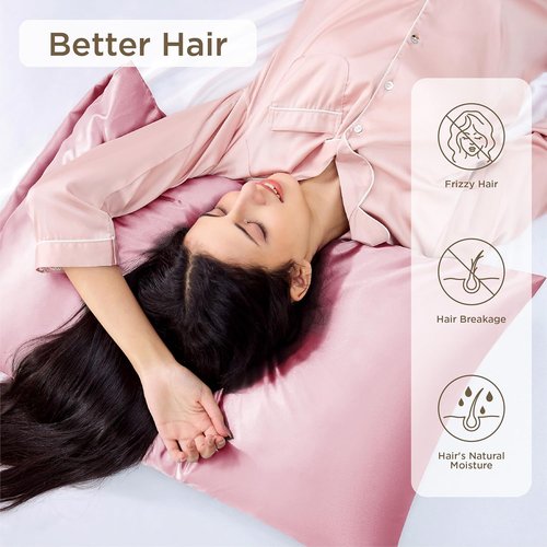 Bedsure Satin Pillowcase - Pink Silky Pillowcase 4 Pack for Hair & Skin | Queen Size 20x30 Inches