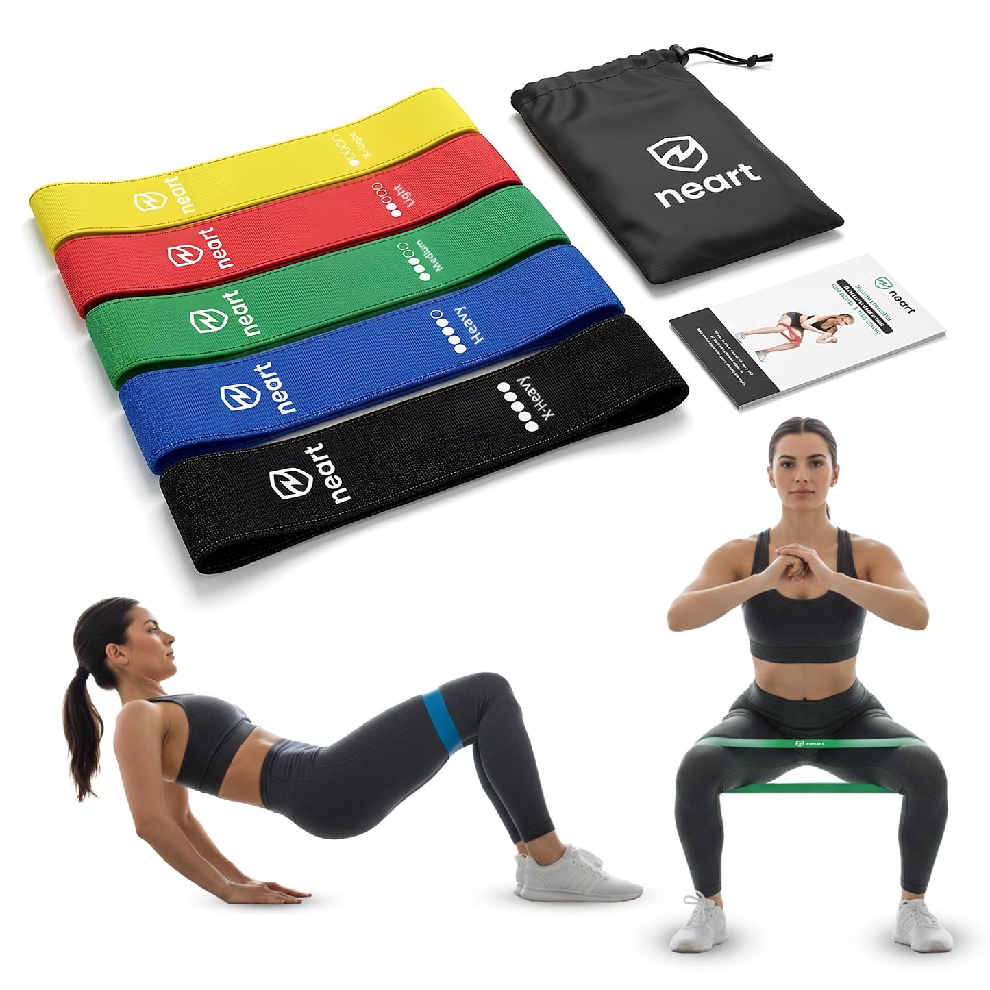 Neart Fabric Resistance Bands Set of 5 Premium Exercise Bands for Legs & Glutes, Non-Slip Workout Bands for Home, Fitness Equipment, Physical Therapy Bands