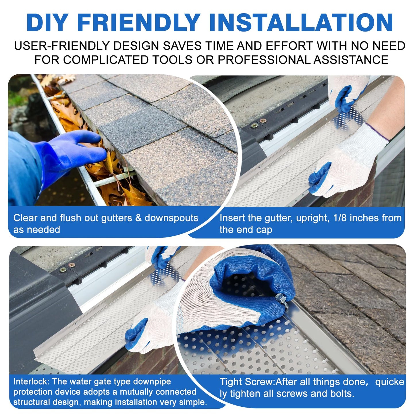 5 Inch Gutter Guard – (Mill Finish，52 PCS-200 Feet Total Length) Premium Aluminum Leaf Protection for Roof Gutters, Heavy-Duty DIY Easy Install, Clog Prevention for Leaves & Debris