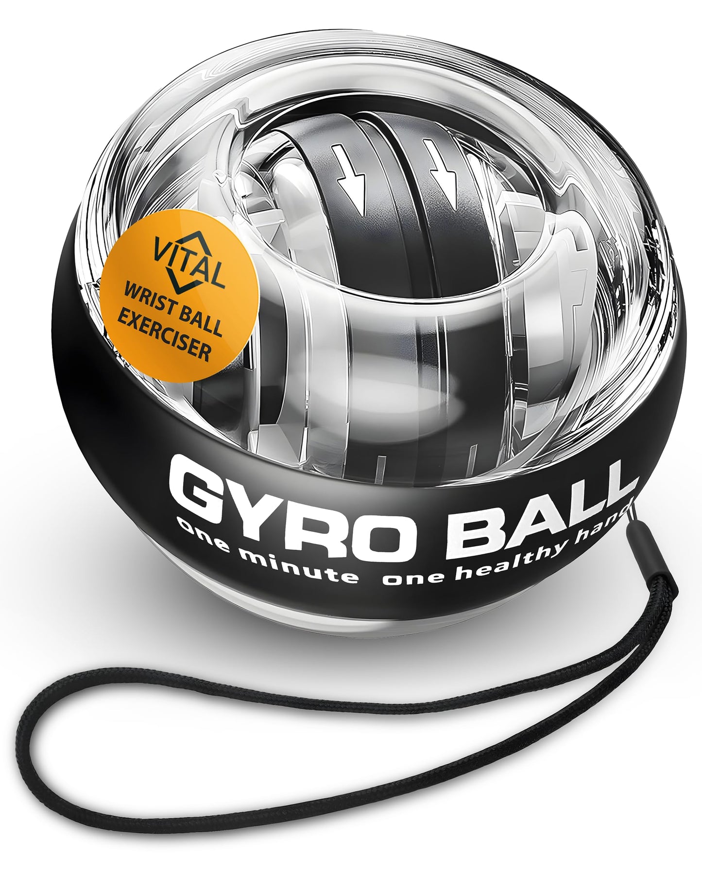 Vital Wrist Ball Exerciser Gyro Ball Hand Exercise Balls Grip Strength Tester Zinc Rotor Gyroscopic Hand Grip Strength Baseball Training Equipment Wrist Exerciser Equipment Forearm Trainer