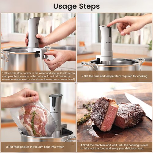 BLITZHOME Sous Vide Machine, WiFi APP Included, 1100W Sous Vide Cooker with Accurate Temperature & Timer, Stainless Ultra Quiet Precision Immersion Circulator Device, Kitchen Gadgets with Recipes