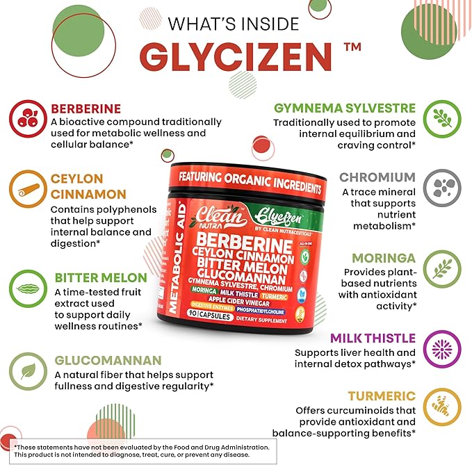 Clean Nutra Berberine and Ceylon Cinnamon Supplement Bitter Melon Glucomannan Gymnema Sylvestre Chromium Moringa Milk Thistle Turmeric Apple Cider Vinegar Digestive Enzymes Inositol Pills 90 Capsules